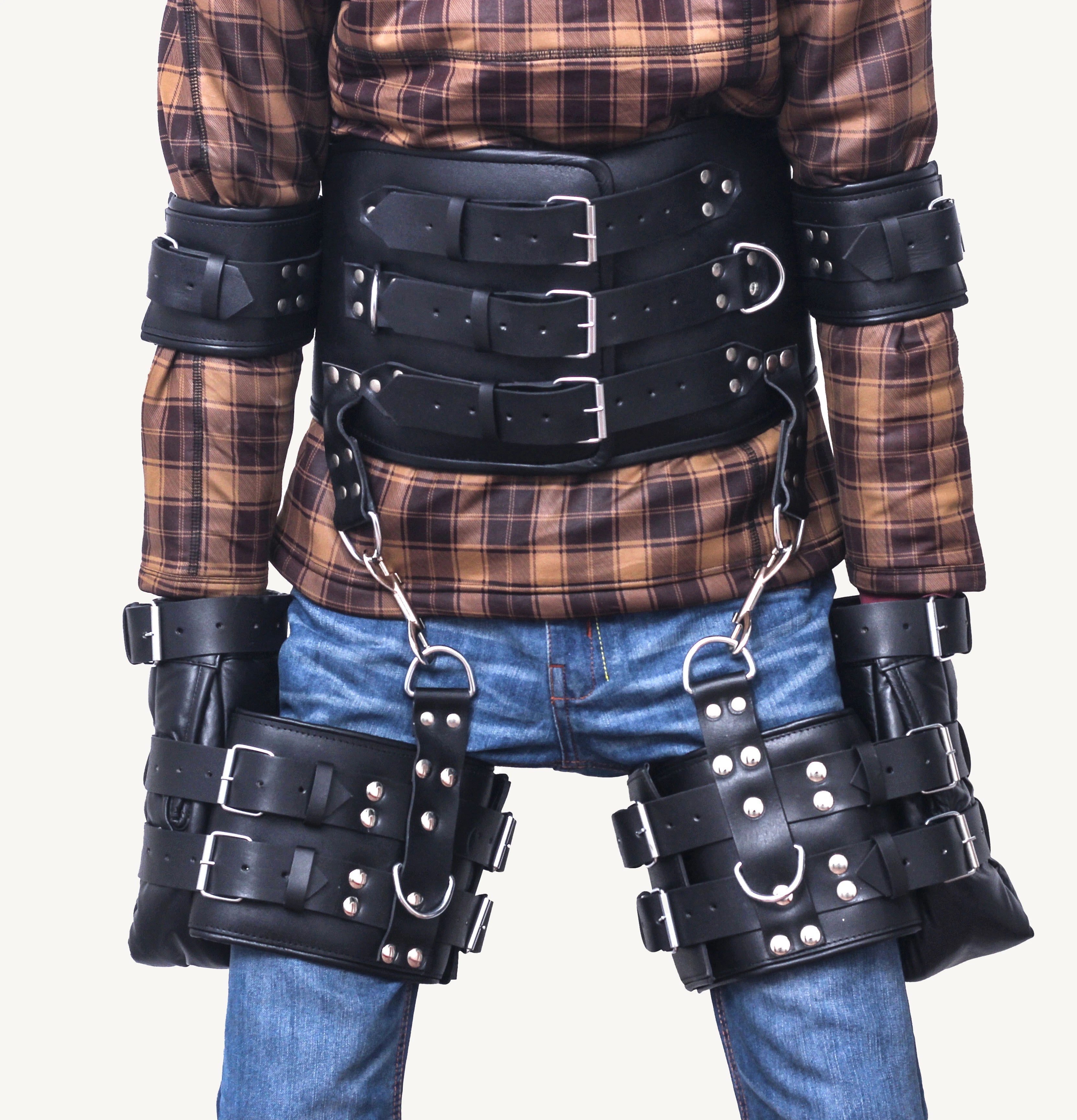 ?black Leather Waist Belt Tassel Dance Rave Cosplay Bondage BDSM NWT BDSM Leather Bondage Belt | Waist Restraint | Adjustable Fit main image 3