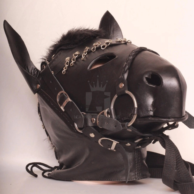 Leather Bondage Hood, Leather Hood, Leather face mask