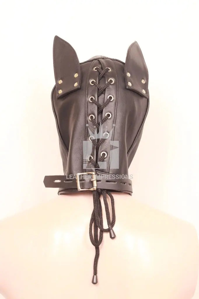 Leather Bondage Hood, Bdsm Leather Bondage