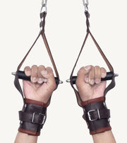 Handcrafted Black Leather Suspension Cuffs
