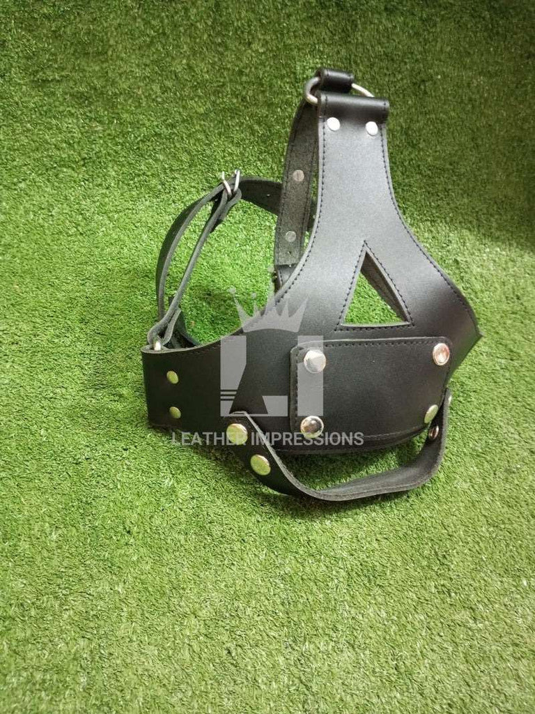 leather muzzle, bondage muzzle, leather bondage muzzle