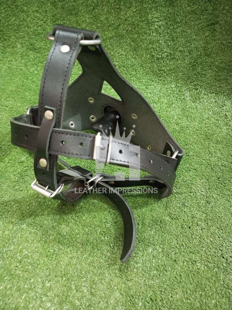 leather muzzle, bondage muzzle, leather bondage muzzle
