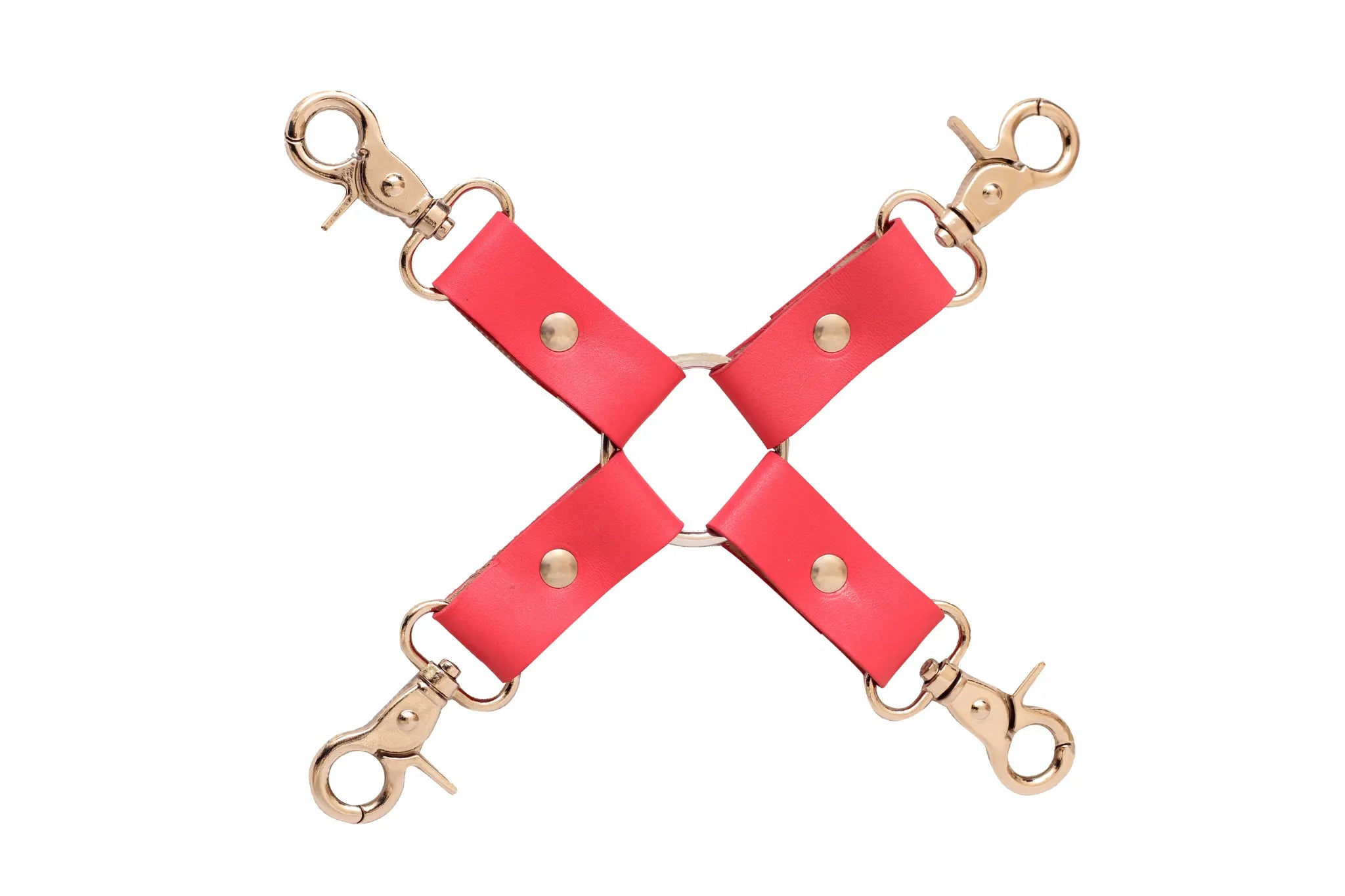 leather BDSM hogtie connector,4-point leather hogtie restraint, genuine leather bondage hogtie, BDSM hogtie strap with O-ring, cowhide leather bondage connector