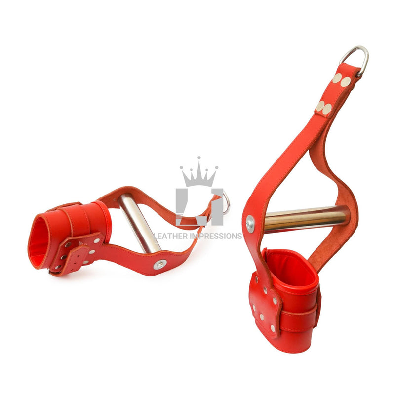 leather suspension cuffs, red suspension cuffs