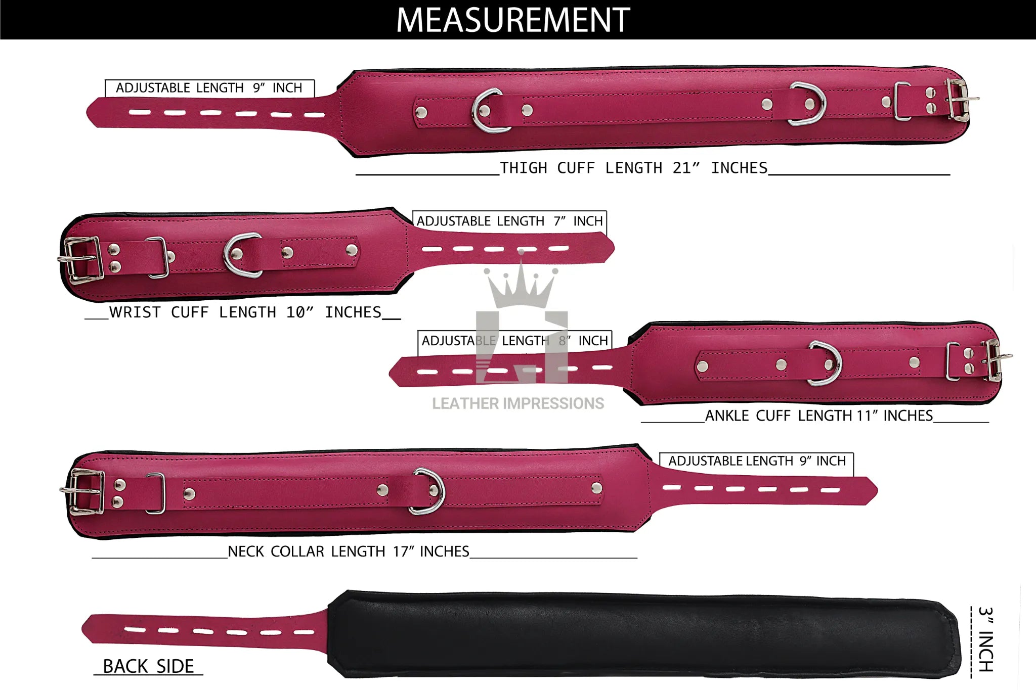 purple leather bondage set, full body leather restraints, wrist ankle thigh neck bondage gear, cowhide BDSM restraints, padded leather cuffs with D-rings, adjustable bondage cuff set, purple BDSM accessories, luxury leather bondage kit