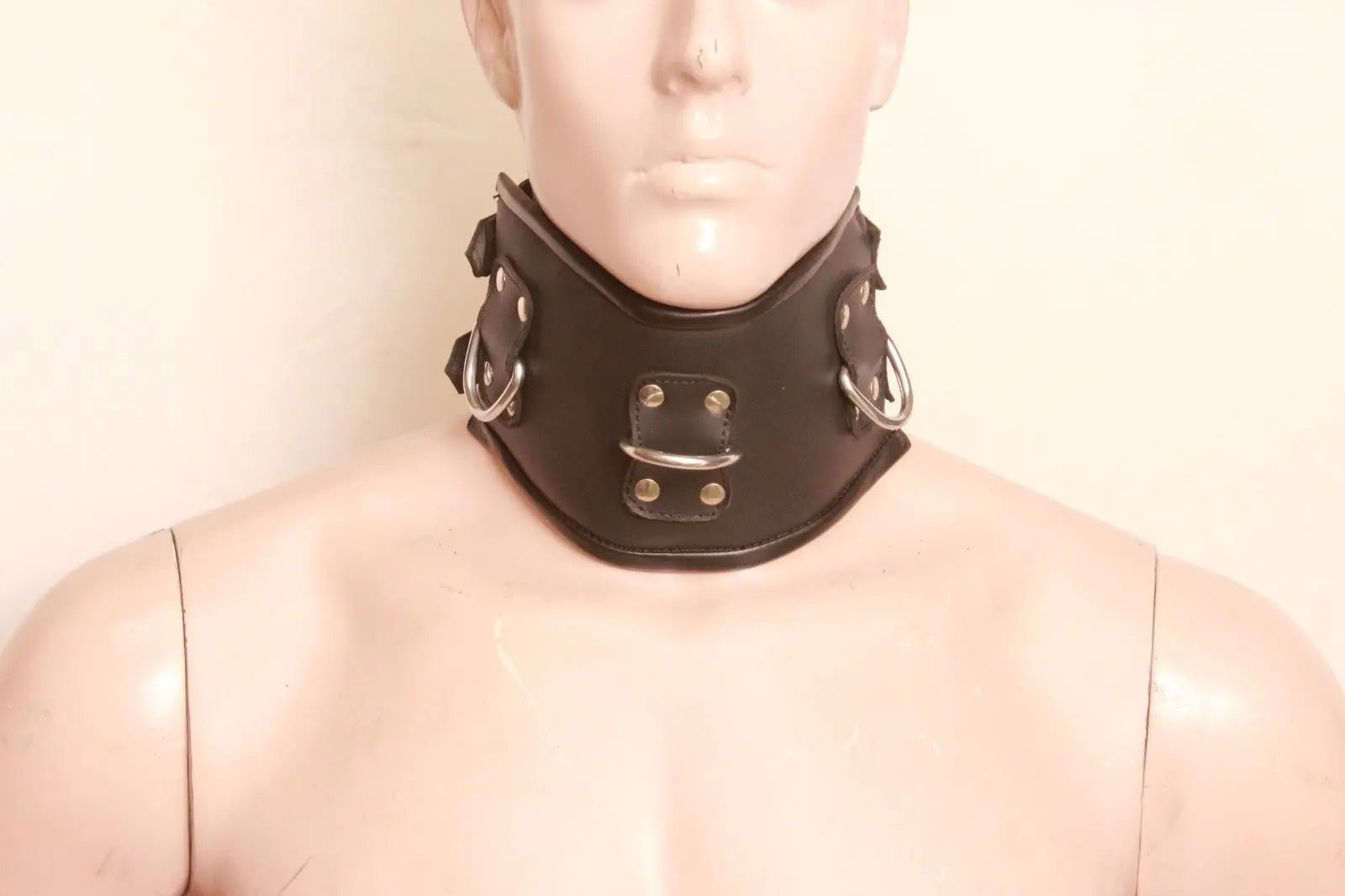 Leather Locking Posture Collar with Extra D-rings On Sale