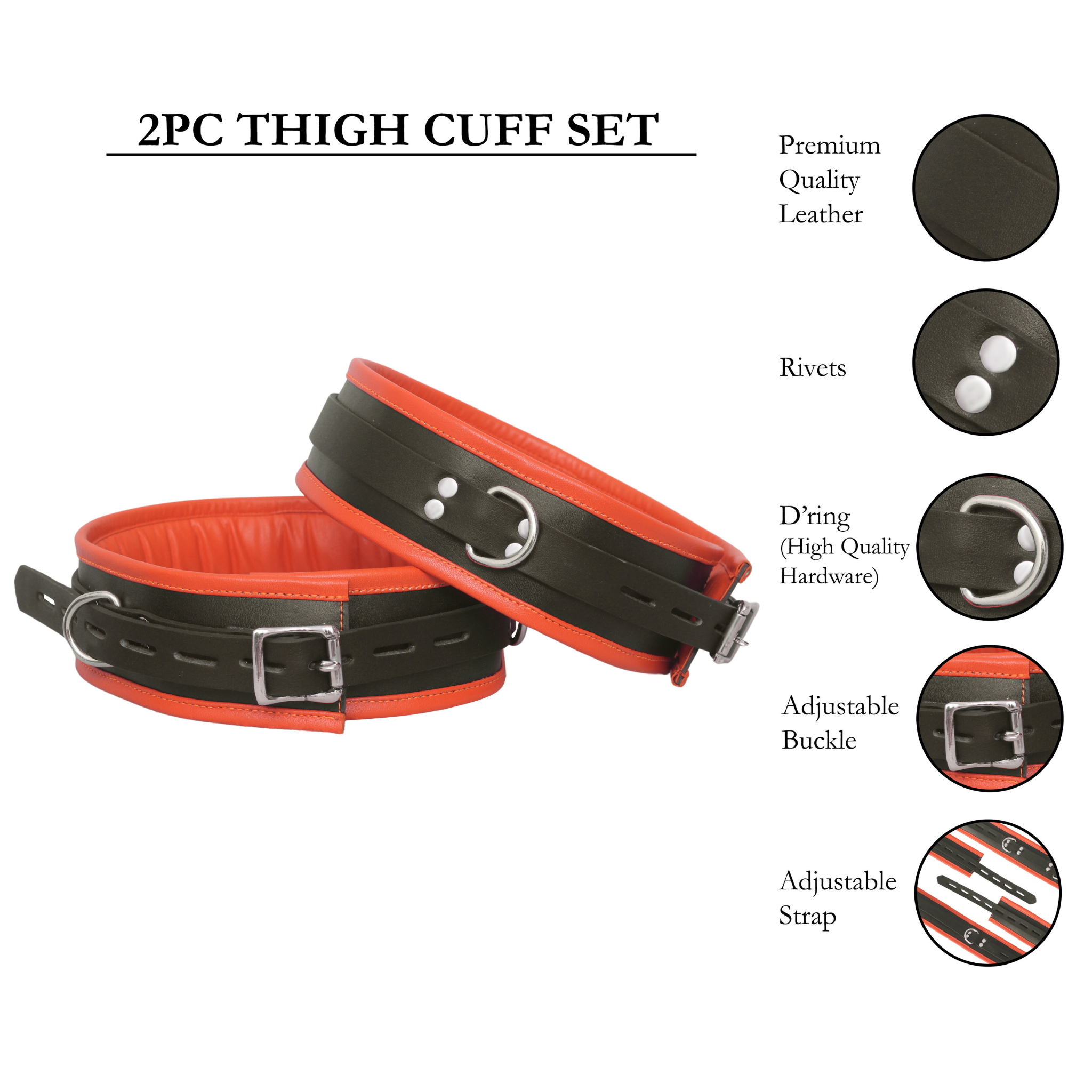 7 piece leather bondage set, full body leather restraints, genuine leather BDSM cuffs, leather bondage handcuffs and collar set, premium BDSM restraint gear, padded leather bondage restraints