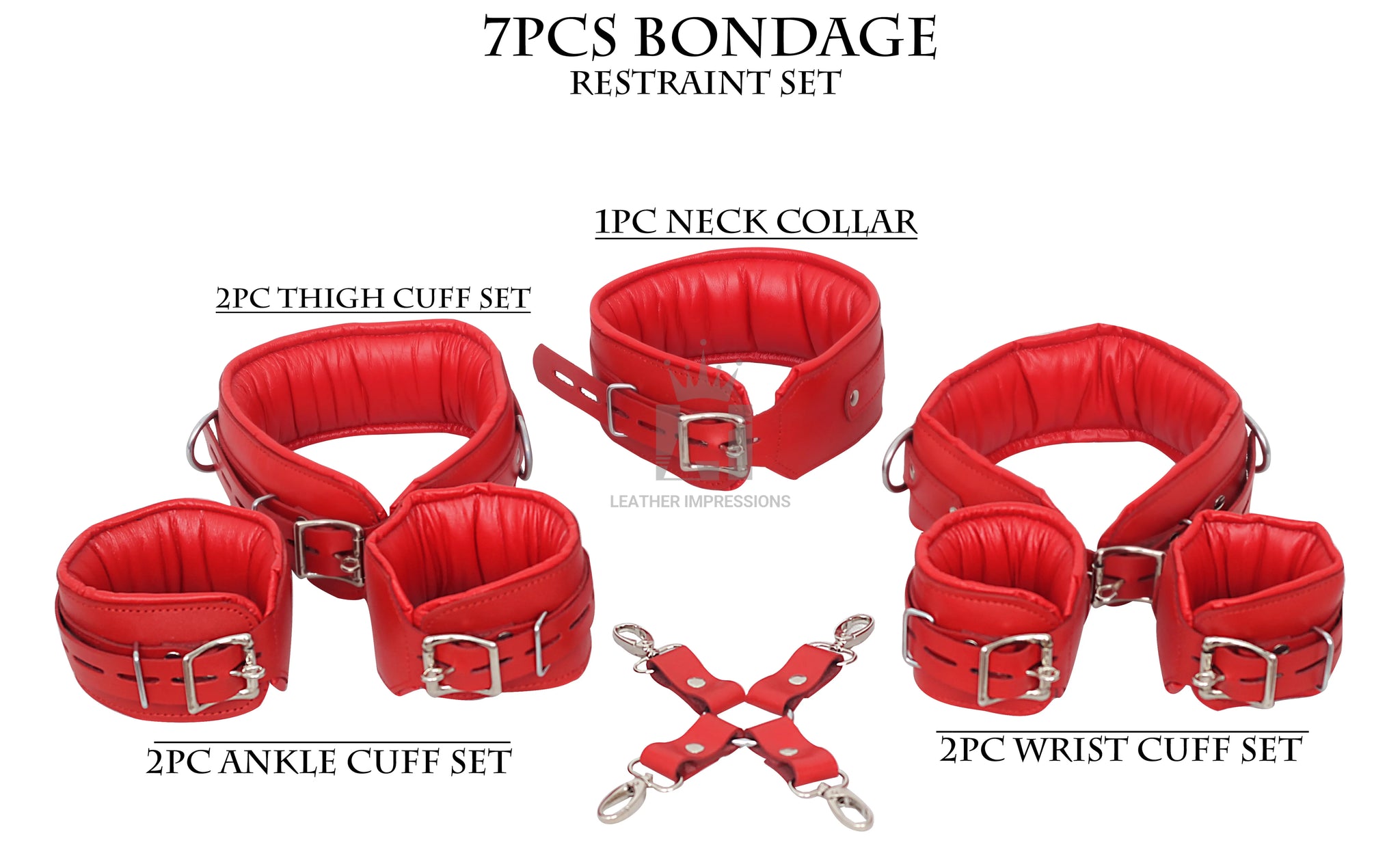 
dominion leather bondage cuffs,red padded BDSM restraints,genuine cowhide leather cuffs,premium bondage cuffs for wrists and thighs,lockable leather BDSM handcuffs,advanced padded restraint gear,full-grain leather D-ring cuffs