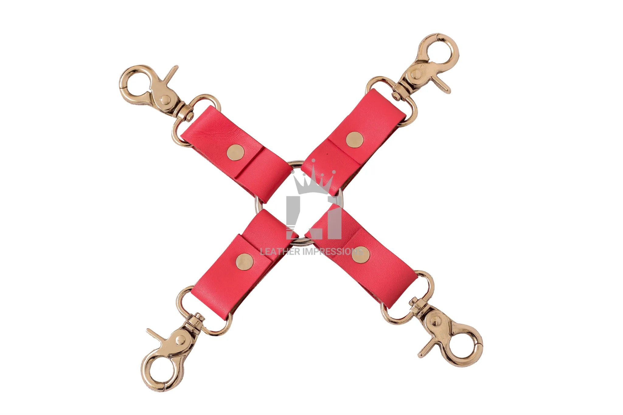 leather BDSM hogtie connector,4-point leather hogtie restraint, genuine leather bondage hogtie, BDSM hogtie strap with O-ring, cowhide leather bondage connector