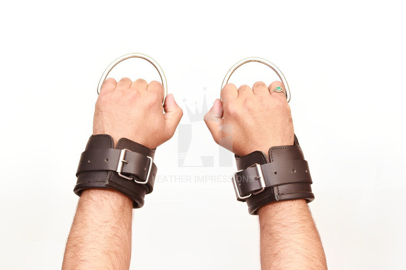 leather bondage cuffs, suspension cuffs, suspension wrist cuffs