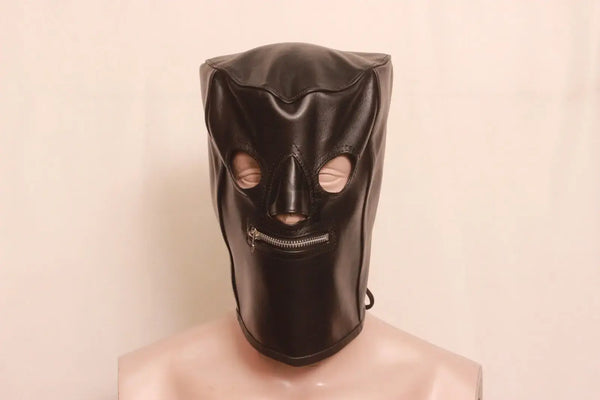 BDSM Leather Bondage Hood, Leather Hood, Leather Bondage Mask