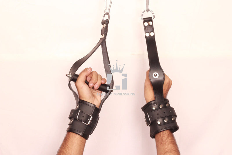 leather suspension cuffs, wrist suspension cuffs