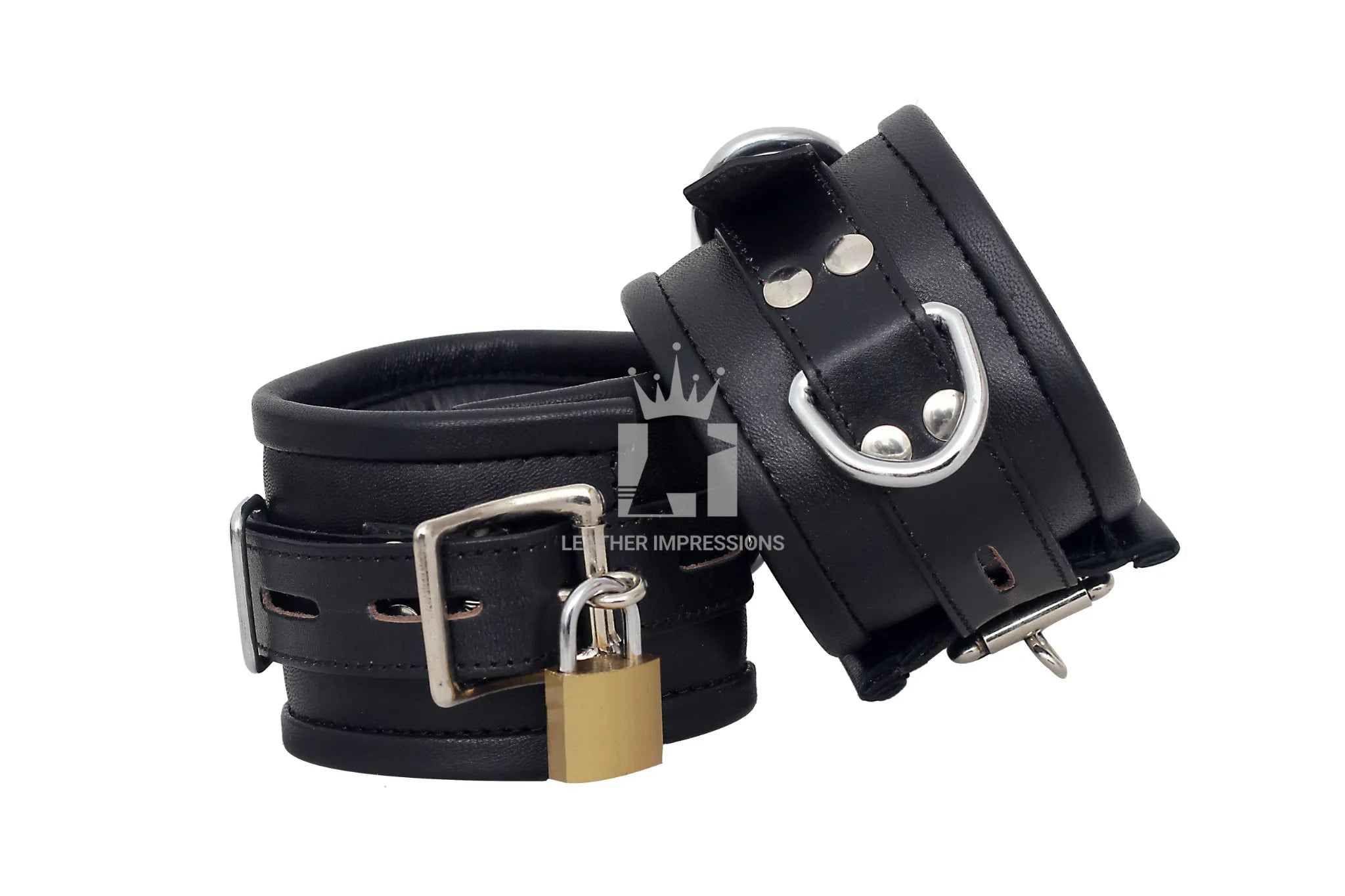 thumbnail image 2 of Leather Phobia 7-Piece Real Cow Leather Bondage Set: Adjustable Cuffs & Collar Restraints 2 of 6