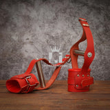 leather suspension cuffs, red suspension cuffs