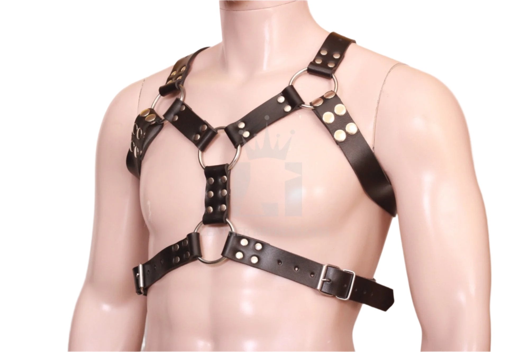 Model wear Leather Mens Harness - sideview image