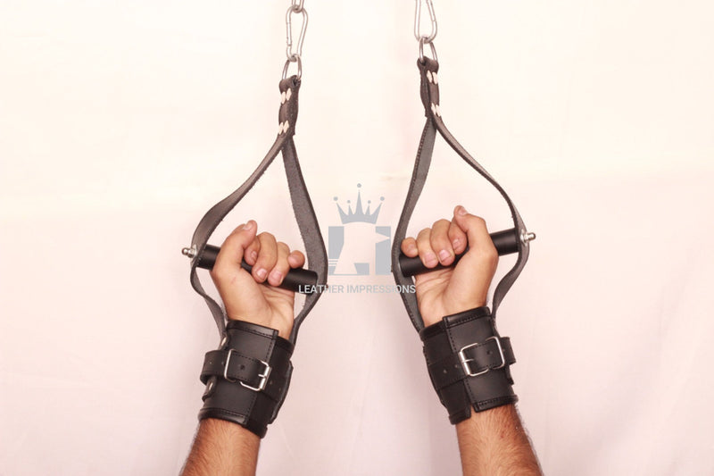 leather suspension cuffs, wrist suspension cuffs