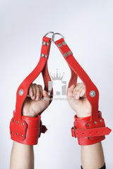 leather suspension cuffs, red suspension cuffs