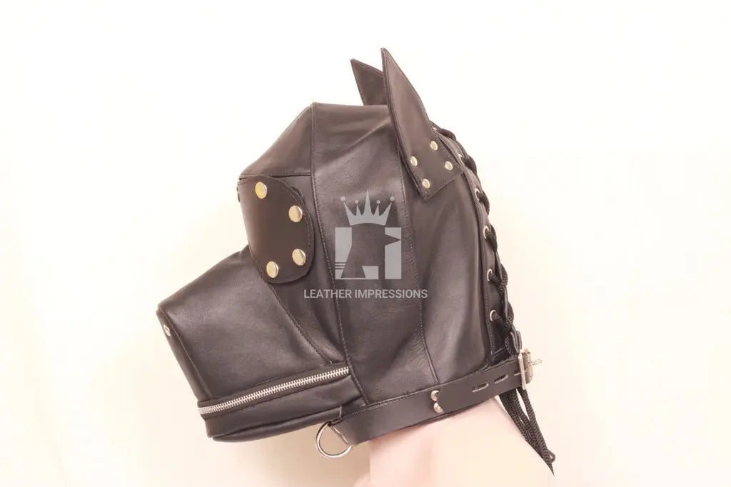 Leather Bondage Hood, Bdsm Leather Bondage