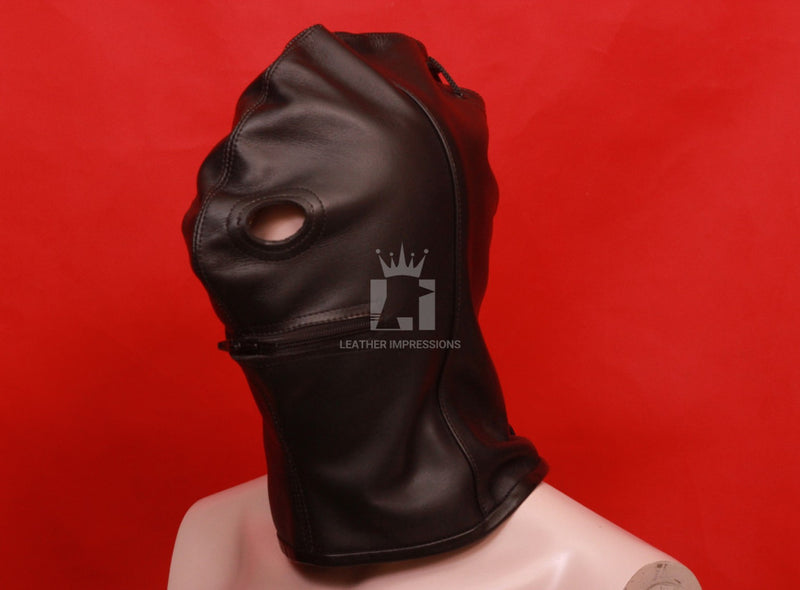 Leather BDSM Bondage Hood, Leather Hood