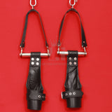 leather suspension cuffs, bondage suspension cuffs, black suspension cuffs