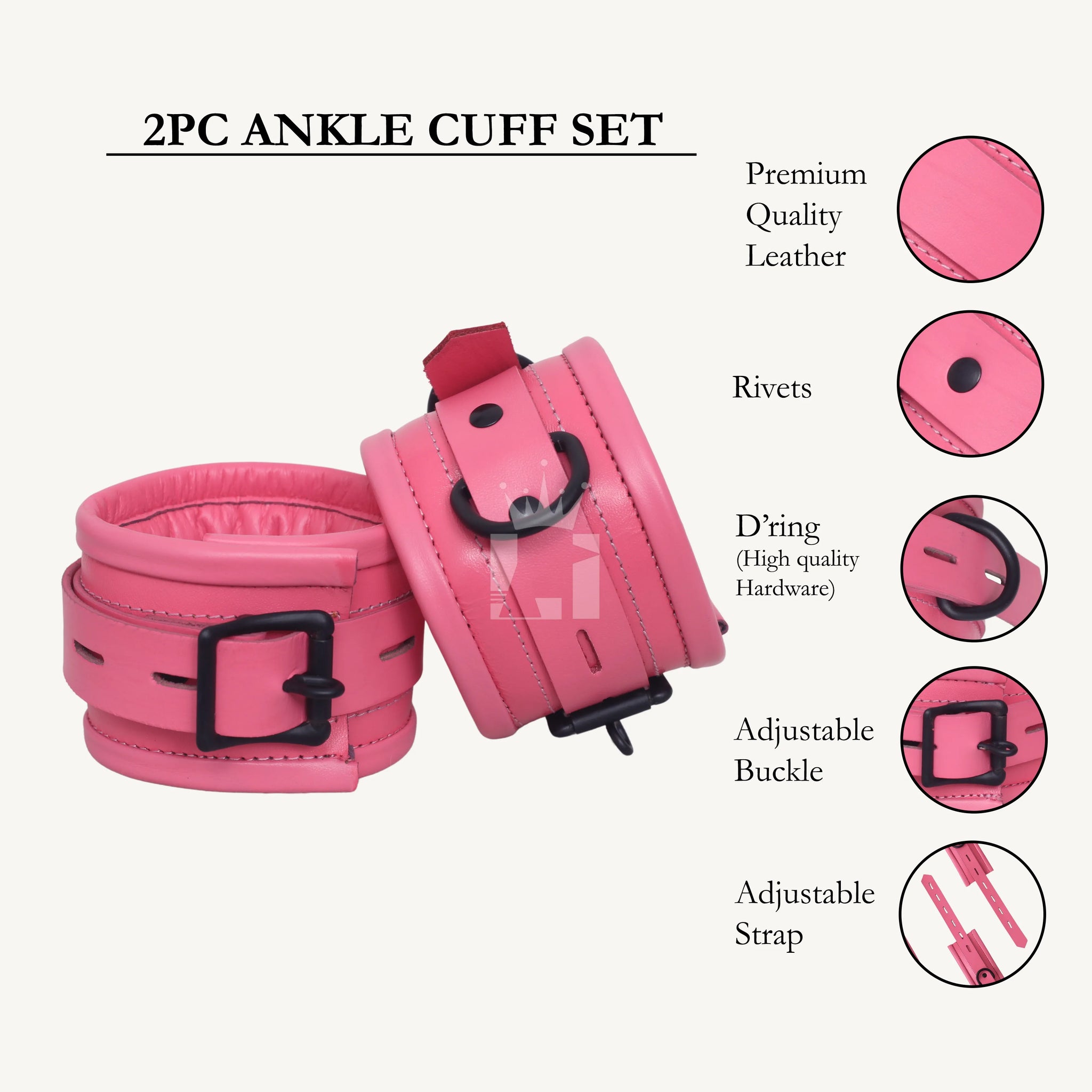 7 Pcs Set Leather Bondage Cuffs