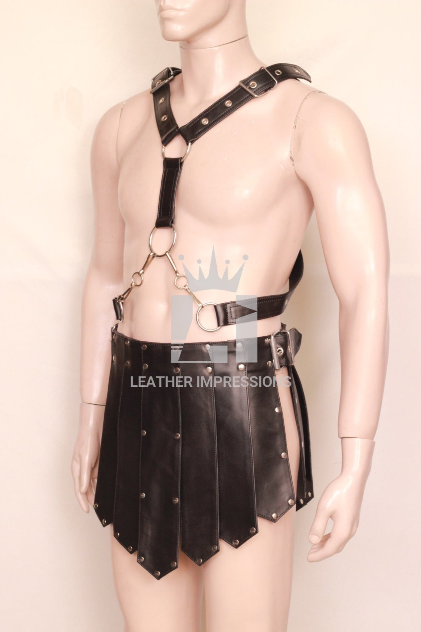 leather kilt, leather kilt for men, mens leather kilt, Gay Kilt, leather gladiator kilt, leather kilt harness
