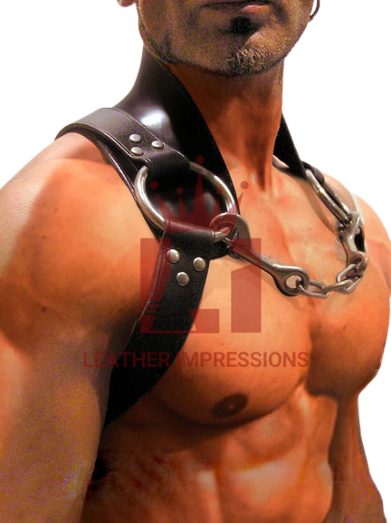 Model wear a Leather Shoulder Harness - side angel image