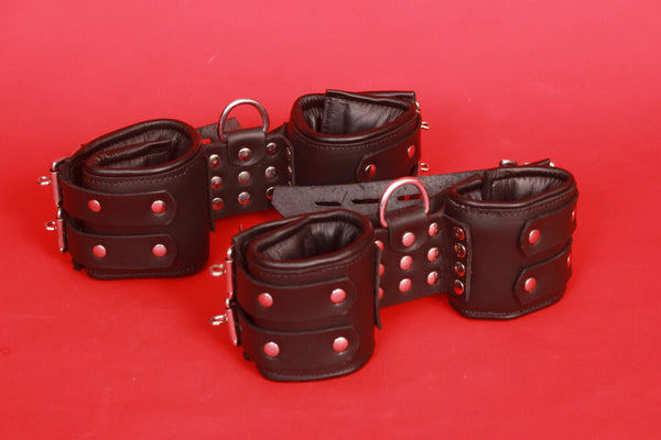 leather suspension cuffs, wrist to ankle suspension cuffs