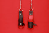 leather suspension cuffs, bondage cuffs, black suspension cuffs