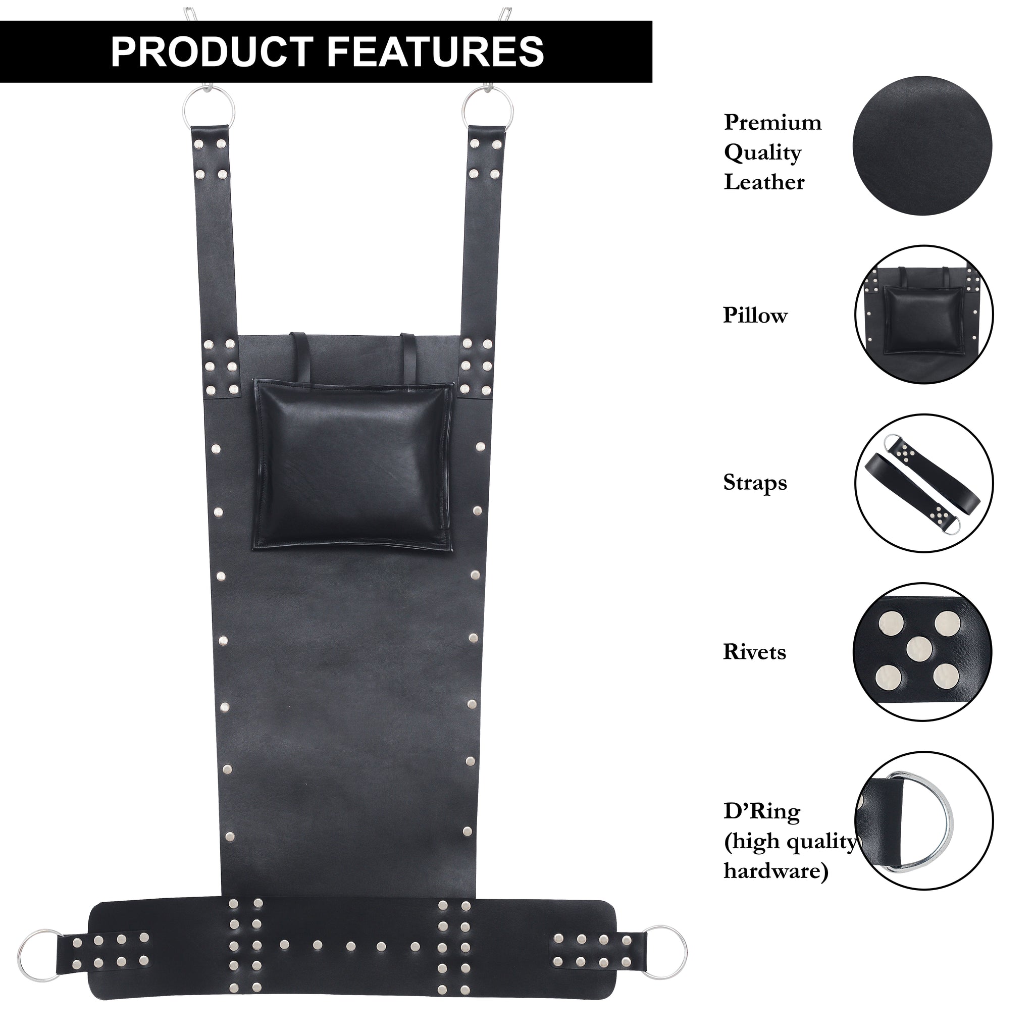 leather sex swing, sex swing, black leather sex swing