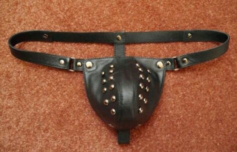 Men’s Leather Thong with Studded Codpiece | Limited Offer