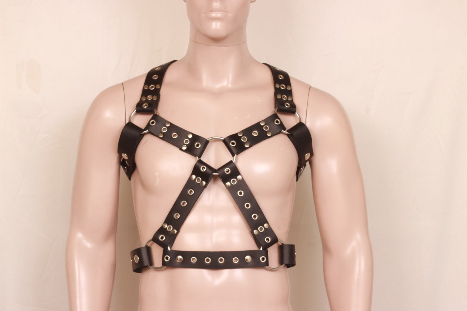 Front image of model wearing Gay Mens Harness