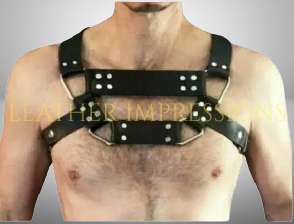 Front image of model wearing BDSM Chest Harness