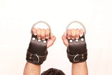 leather bondage cuffs, suspension cuffs, suspension wrist cuffs