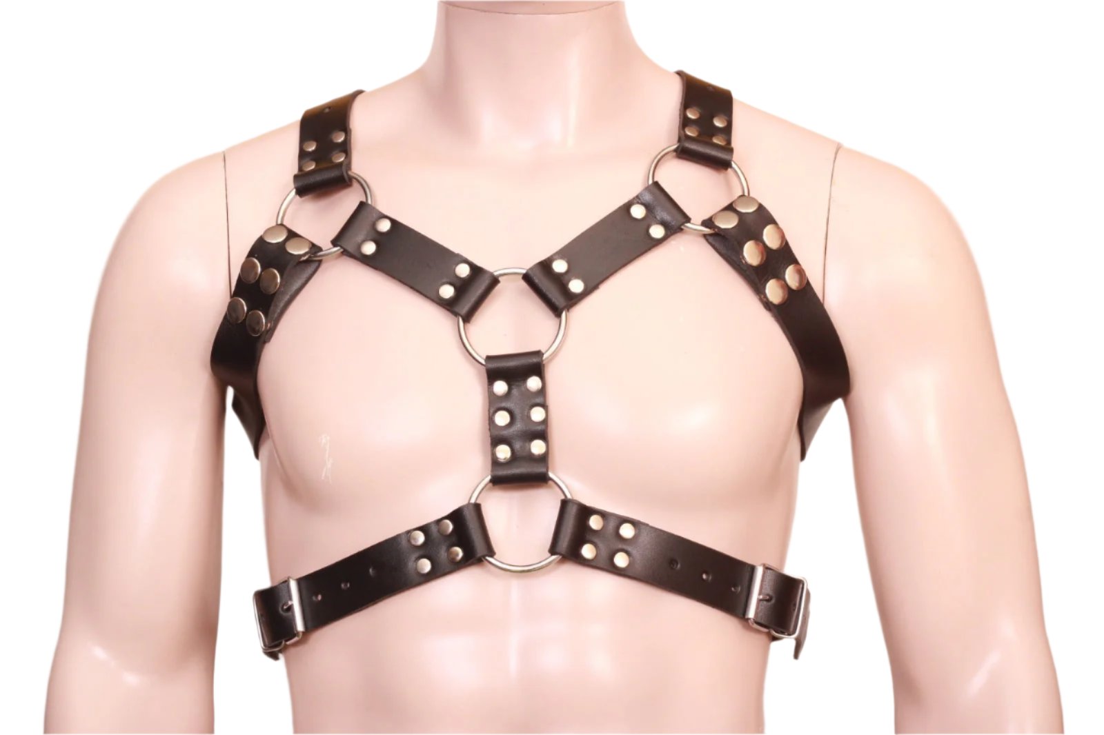 Model wear Leather Mens Harness - Front side image