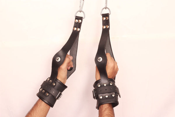 leather suspension cuffs, wrist suspension cuffs