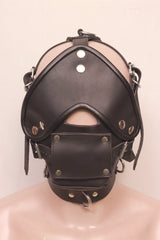 leather bondage muzzle, bondage muzzle, bdsm muzzle