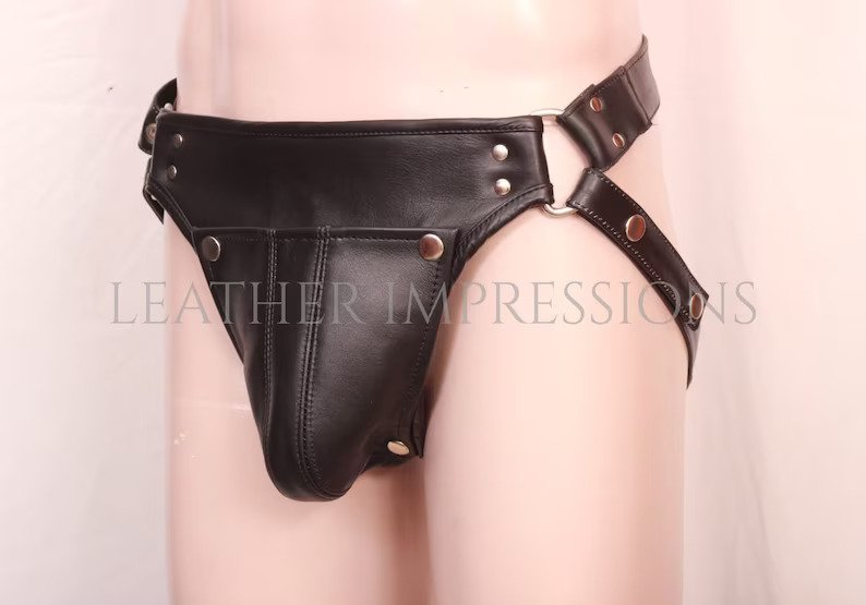      leather jockstrap, leather jockstrap with removable cod piece, leather thong, leather underwear, BDSM Jockstrap, leather bondage jockstrap