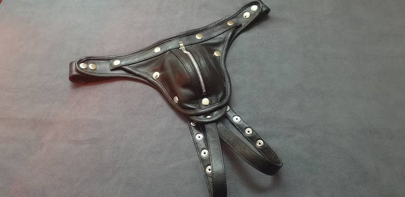 leather jockstrap, leather thong, leather underwear, BDSM Jockstrap, leather bondage jockstrap, zipped leather jockstrap, leather jockstrap with zipper, leather zipped jockstrap