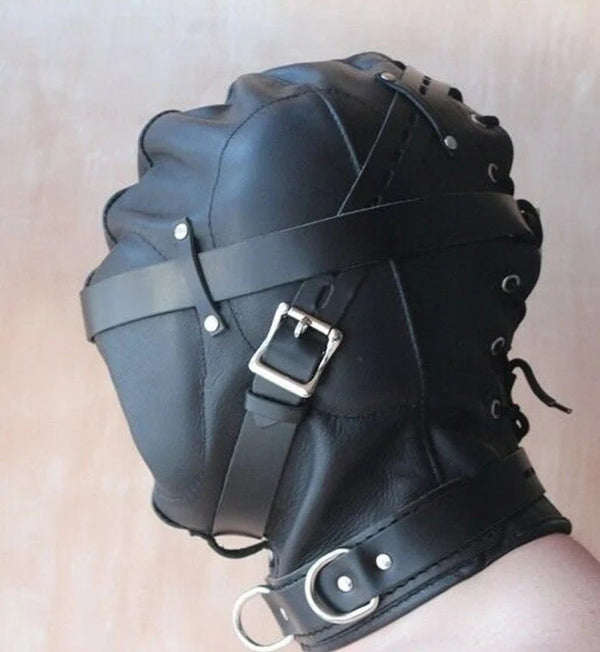 Leather Bondage Hood, Gay Bondage Hood