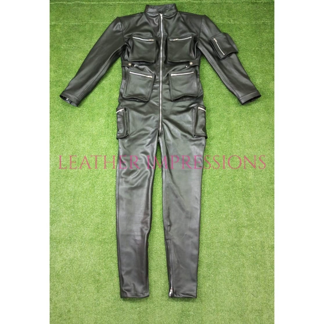 Genuine Black Leather Bodysuit long Sleeve | Genuine Leather Catsuit