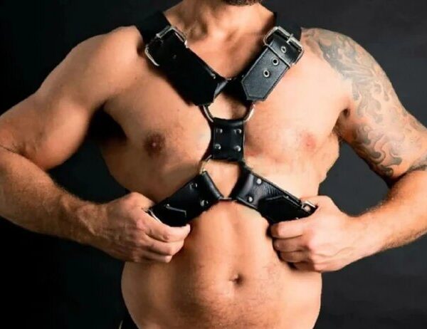 bulldog leather y-harness, bondage leather harness for mens, bdsm leather