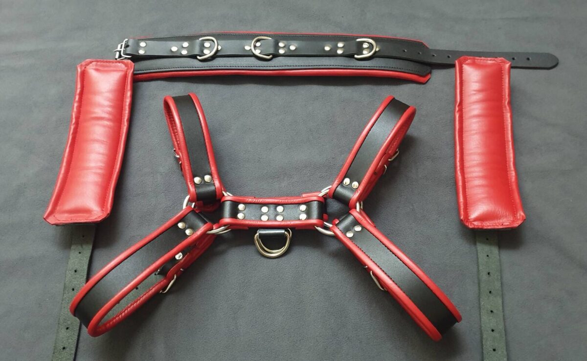 Leather Bulldog Harness, leather chest harness for men, Leather Bulldog Harness with cuffs