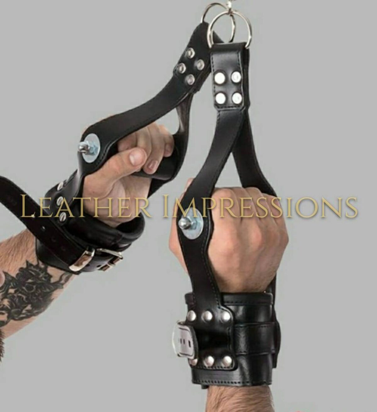 leather bondage restraints cuffs, bondage suspension cuffs, wrist restraints, suspension wrist cuffs