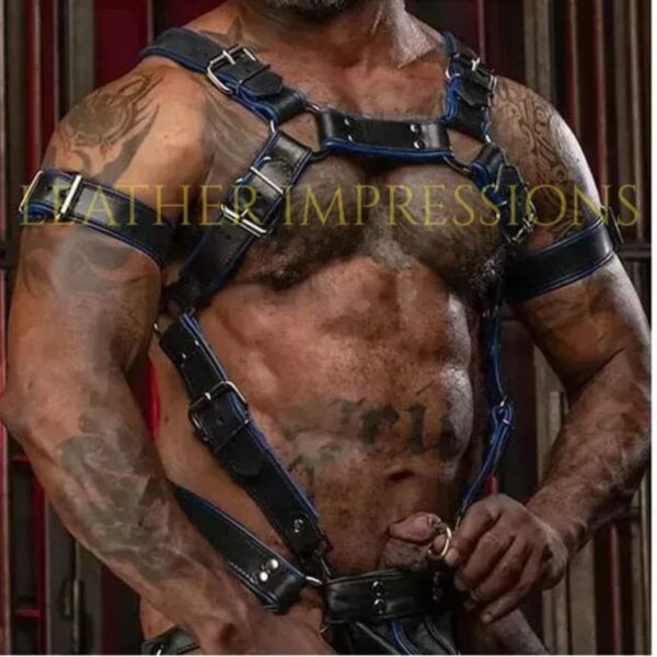 mens leather chest harness,leather shoulder harness, leather mens harness, Body Harness Leather