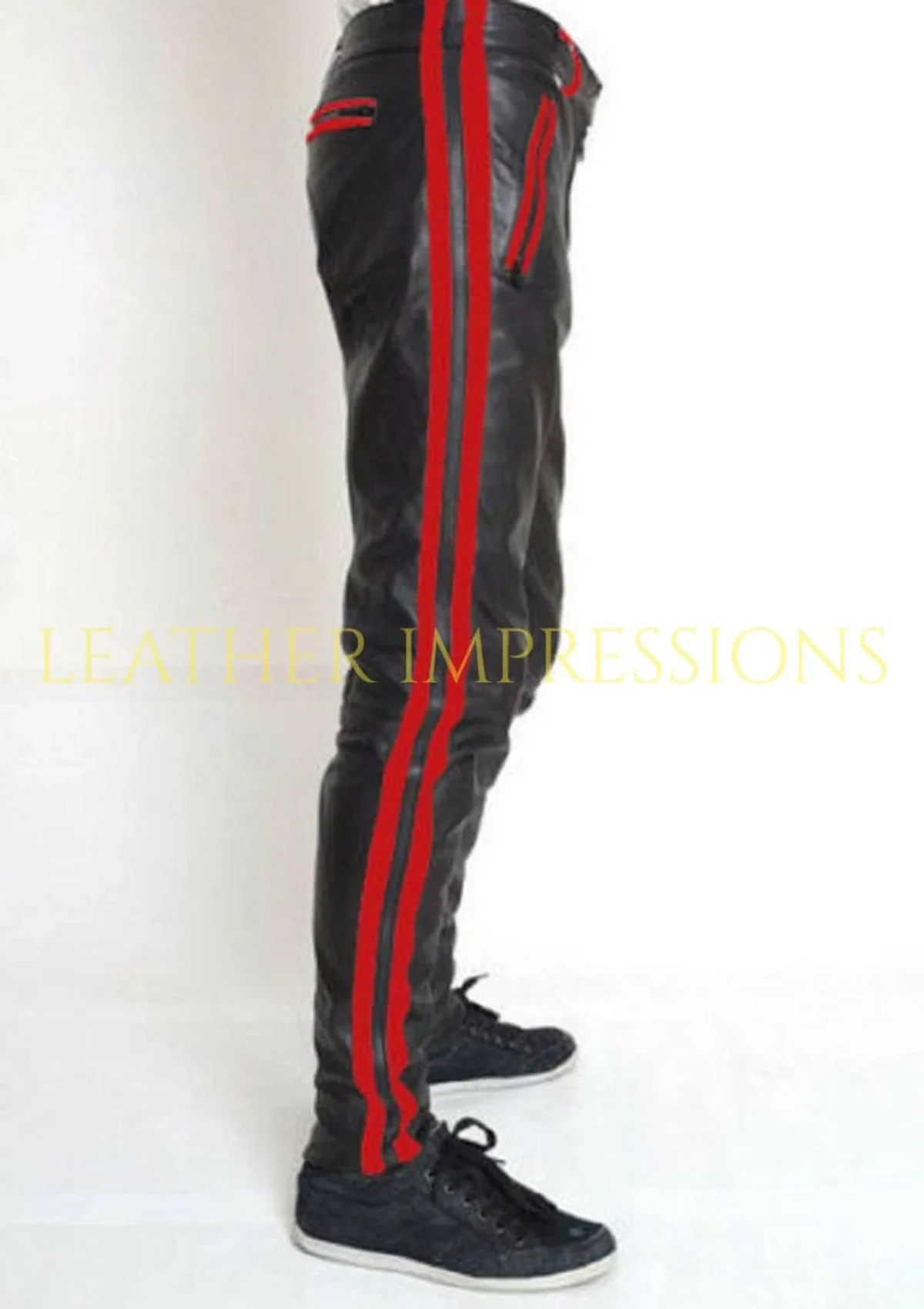 BDSM Black Leather Pants, leather pants man, motorcycle leather pants, red leather pants, men leather pants